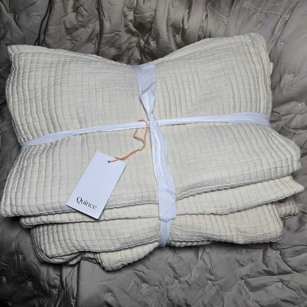 NWT Quince Organic Ribbed Cotton Coverlet 3Pc Set King Cal King Ivory $154 MSRP